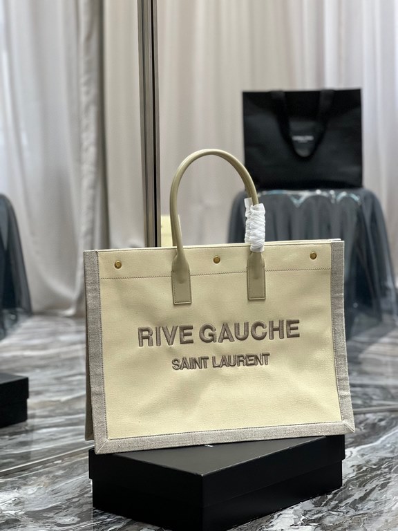 [Spot seconds]_Rive Gauche Tote Bag, left bank shopping bag  , from customized cotton and linen material to logo embroidery process, every detail I ask for perfection! zp purchased open mold customization, seriously, thi