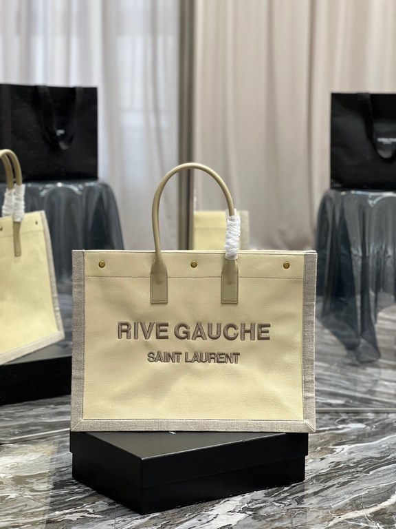 [Spot seconds]_Rive Gauche Tote Bag, left bank shopping bag  , from customized cotton and linen material to logo embroidery process, every detail I ask for perfection! zp purchased open mold customization, seriously, thi