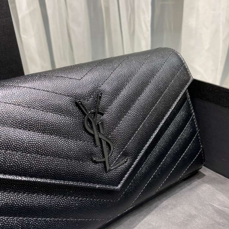 [In stock in seconds]#            #[Genuine Original Leather] Newest version_#Black with black buckle#MONOGRAM Caviar Pattern Original Leather Version Envelope Bag. Super practical a small bag, the most classic style, up