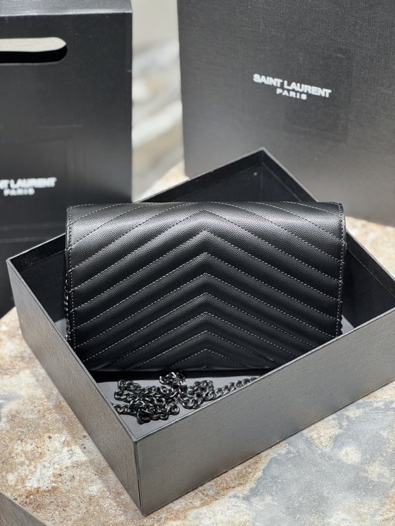 [Original Leather] Newest Version_#Black with black buckle#MONOGRAM caviar pattern original leather version of the envelope bag. Super practical a small bag, the most classic style, upgrade the most advanced version, 100