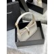 [In stock in seconds][Original Leather]   White_2021 spring and summer new underarm bag Le5A7 BagStrongly recommend   one of the treasure bags this year! Minimalist shape   metal logo Buckle closure design Adjustable sho