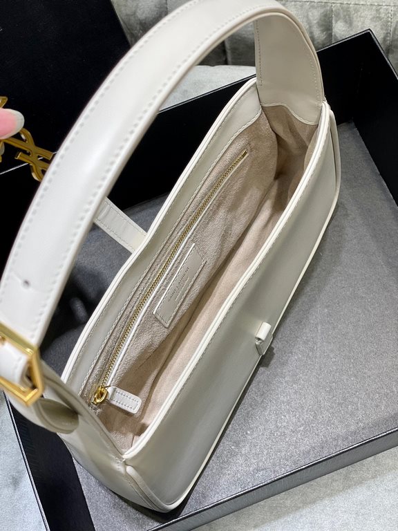 [In stock in seconds][Original Leather]   White_2021 spring and summer new underarm bag Le5A7 BagStrongly recommend   one of the treasure bags this year! Minimalist shape   metal logo Buckle closure design Adjustable sho