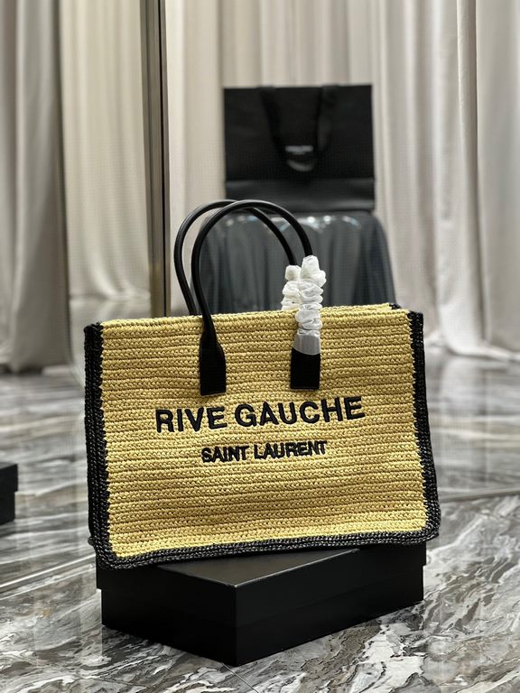 [In stock in seconds] Summer limited raffia woven models _Rive Gauche Tote Bag, the left bank shopping bag  , from the custom grass woven material to logo embroidery process, every detail I demand perfection! zp purchase