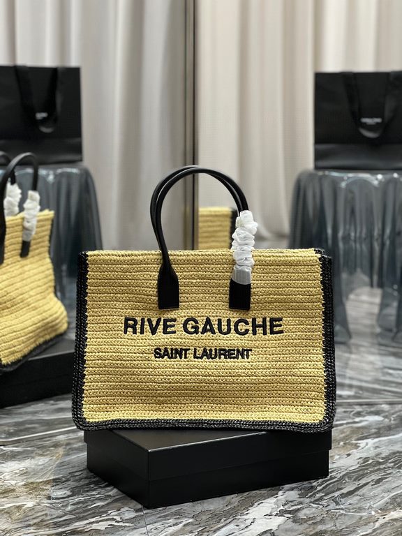 [In stock in seconds] Summer limited raffia woven models _Rive Gauche Tote Bag, the left bank shopping bag  , from the custom grass woven material to logo embroidery process, every detail I demand perfection! zp purchase