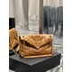 [In stock in seconds]Caramel color with gold buckle-Loulou puffer_quilted lambskin bag, 100% lambskin production, soft and delicate feel, as if embracing the clouds   like feeling; classic Y family logo, chain and gromme