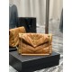 [In stock in seconds]Caramel color with gold buckle-Loulou puffer_quilted lambskin bag, 100% lambskin production, soft and delicate feel, as if embracing the clouds   like feeling; classic Y family logo, chain and gromme