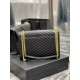 [In-stock]Monogram_Black Gold BuckleLarge Grained Embossed Quilted Leather Envelope BagClassic is timeless, the beauty of the V grain caviar pattern, Italian cowhide with eye-catching Y family logo, atmosphere and fashio