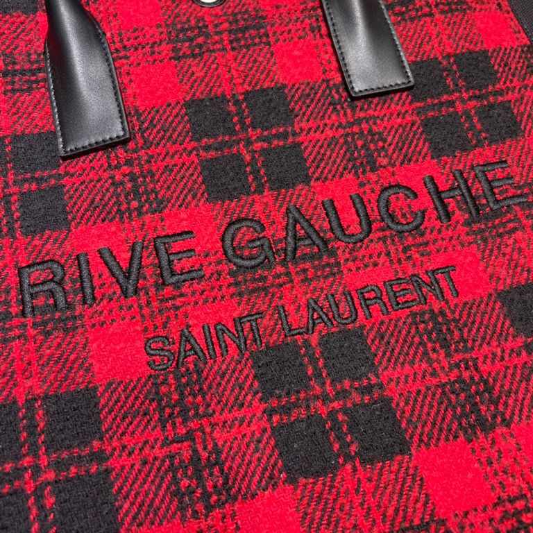 [In Stock Seconds][Vertical version]_  red plaidRive Gauche Tote Bag, left bank shopping bag  , from custom tweed material to hardware in to the logo embroidery process, every detail I ask for perfection! zp purchased op