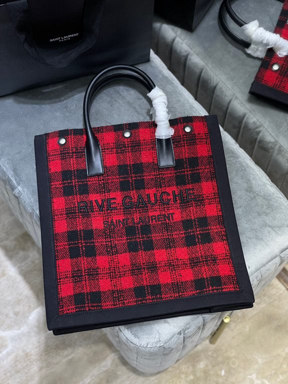 [In Stock Seconds][Vertical version]_  red plaidRive Gauche Tote Bag, left bank shopping bag  , from custom tweed material to hardware in to the logo embroidery process, every detail I ask for perfection! zp purchased op