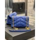 [In stock in secondsElectric Blue with Gold Buckle-                The whole bag is made of soft Italian lambskin with Y's diagonal stripe quilting craftsmanship, featuring a softly textured front flap pocket with a deta