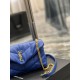 [In stock in secondsElectric Blue with Gold Buckle-                The whole bag is made of soft Italian lambskin with Y's diagonal stripe quilting craftsmanship, featuring a softly textured front flap pocket with a deta