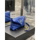 [In stock in secondsElectric Blue with Gold Buckle-                The whole bag is made of soft Italian lambskin with Y's diagonal stripe quilting craftsmanship, featuring a softly textured front flap pocket with a deta