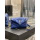 [In stock in secondsElectric Blue with Gold Buckle-                The whole bag is made of soft Italian lambskin with Y's diagonal stripe quilting craftsmanship, featuring a softly textured front flap pocket with a deta