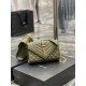 [In stock in seconds]#Envelope #Green with Gold BuckleSmall grained embossed quilted leather envelope bagClassic is timeless, the beauty of the V grain quilted diamond caviar pattern, very wear-resistant, Italian cowhide