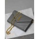 Gray Gold Button Caviar_MONOGRAM_Envelope Bag. Super practical a small bag, the most classic style, upgrade the most advanced version, 100% Italian calf leather with fine handmade; customized metal Y family logo highligh