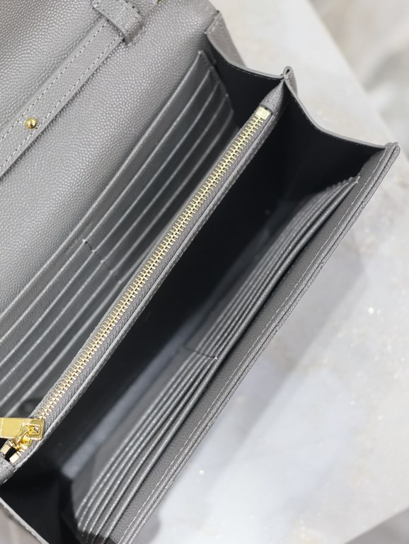 Gray Gold Button Caviar_MONOGRAM_Envelope Bag. Super practical a small bag, the most classic style, upgrade the most advanced version, 100% Italian calf leather with fine handmade; customized metal Y family logo highligh