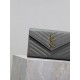 Gray Gold Button Caviar_MONOGRAM_Envelope Bag. Super practical a small bag, the most classic style, upgrade the most advanced version, 100% Italian calf leather with fine handmade; customized metal Y family logo highligh