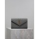 Gray Gold Button Caviar_MONOGRAM_Envelope Bag. Super practical a small bag, the most classic style, upgrade the most advanced version, 100% Italian calf leather with fine handmade; customized metal Y family logo highligh