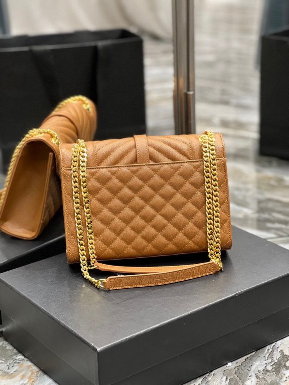 [In stock in seconds]#Envelope #Caramel Gold BuckleMedium grain embossed quilted leather envelope bagThe classic is timeless, beautiful out of the sky V pattern spelling diamond pattern of caviar, Italian cowhide leather