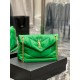 [In stock in secondsGreen fruit green with gold buckle-Loulou puffer_quilted lambskin bag, 100% lambskin production, soft and delicate feel, as if embracing the clouds   like feeling; classic Y family logo, chain and gro