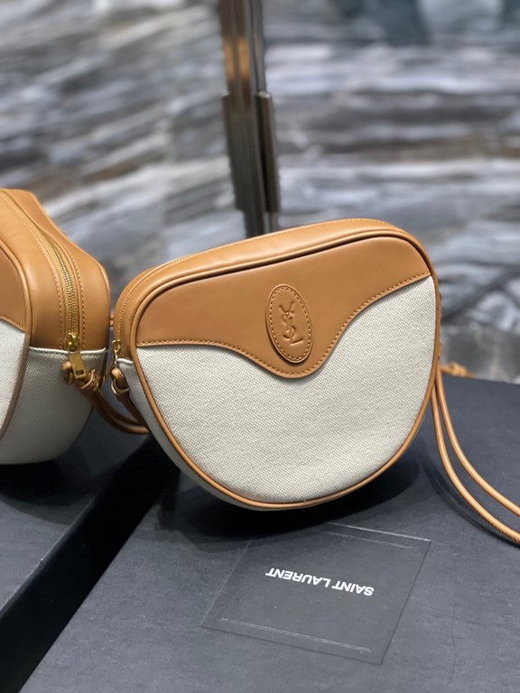 [In-stock seconds]                Peach Heart Bun_Unique peach heart design playful and cute, the continuation of the hottest color blocking series of 2021, using imported head layer calf leather with linen material, eve