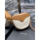 [In-stock seconds]                Peach Heart Bun_Unique peach heart design playful and cute, the continuation of the hottest color blocking series of 2021, using imported head layer calf leather with linen material, eve