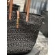 [In stock in seconds]  straw woven bag fast fallVegetable basket hollowed out straw tote bag_Y home exquisite Parisian style in this black straw woven tote bag in the best. logo directly using the L letter hooked in the 