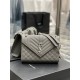 [In stock in seconds]#Envelope# Gray with Silver BuckleMedium grain embossed quilted leather envelope bagClassic is timeless, beautiful out of the sky V grain quilted diamond caviar pattern, Italian cowhide with eye-catc