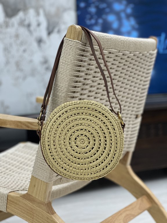 straw woven bag fast fallRound cake woven bag to la ~Full of artistic atmosphere , Raffia grass weaving is very solid, super texture, French lazy wind, daily with private clothes will not be wrong single product, importe