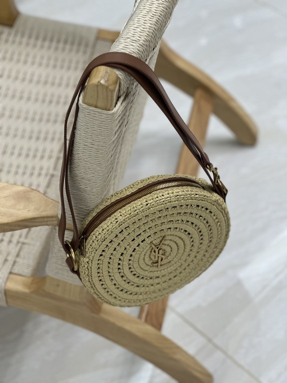 straw woven bag fast fallRound cake woven bag to la ~Full of artistic atmosphere , Raffia grass weaving is very solid, super texture, French lazy wind, daily with private clothes will not be wrong single product, importe