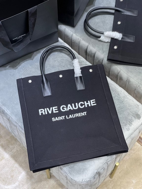 [In Stock Seconds][Vertical] _Black cotton linenRive Gauche Tote Bag, the left bank shopping bag  , from custom linen material to hardware in to silkscreen, every detail I ask for perfection! zp purchased open mold custo