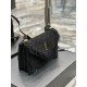 [In stock in secondsGABY mini_ Quilted Textured Envelope BagBlack suede with lamb's wool modelItalian imported suede with lamb's wool, fine handmade with care, exclusive customized metal Y family logo highlights the pers