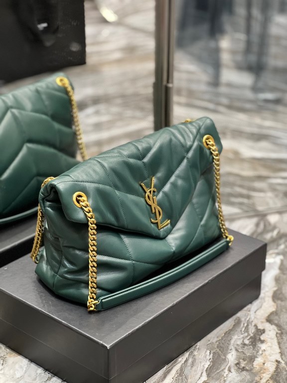 [In stock in secondsDark Green with Gold Buckles-               _ quilted lambskin bag, 100% lambskin production, soft and delicate feel, as if embracing the clouds   like feeling; classic Y family logo, chain and gromme