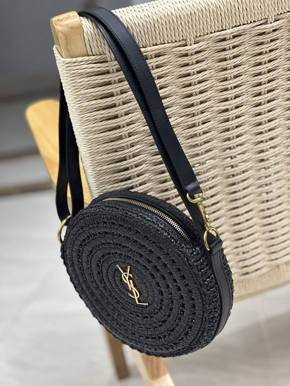 straw woven bag fast fallRound cake woven bag to la ~Full of artistic atmosphere , Raffia grass weaving is very solid, super texture, French lazy wind, daily with private clothes will not be wrong single product, importe