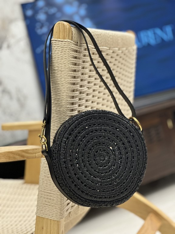 straw woven bag fast fallRound cake woven bag to la ~Full of artistic atmosphere , Raffia grass weaving is very solid, super texture, French lazy wind, daily with private clothes will not be wrong single product, importe