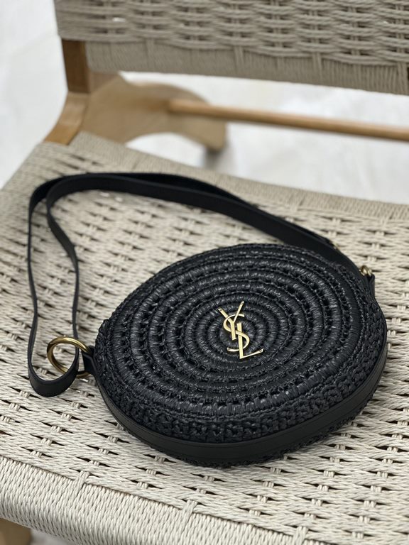 straw woven bag fast fallRound cake woven bag to la ~Full of artistic atmosphere , Raffia grass weaving is very solid, super texture, French lazy wind, daily with private clothes will not be wrong single product, importe