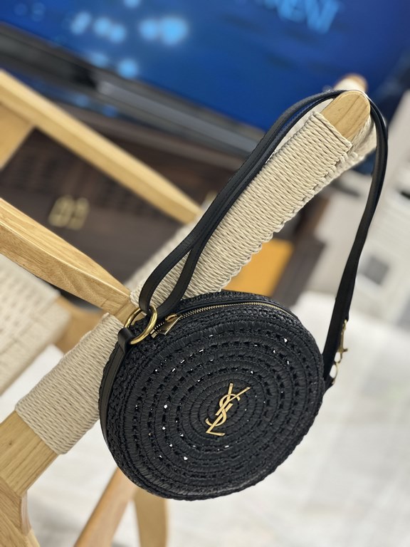 straw woven bag fast fallRound cake woven bag to la ~Full of artistic atmosphere , Raffia grass weaving is very solid, super texture, French lazy wind, daily with private clothes will not be wrong single product, importe