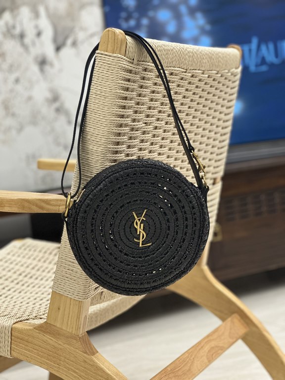 straw woven bag fast fallRound cake woven bag to la ~Full of artistic atmosphere , Raffia grass weaving is very solid, super texture, French lazy wind, daily with private clothes will not be wrong single product, importe