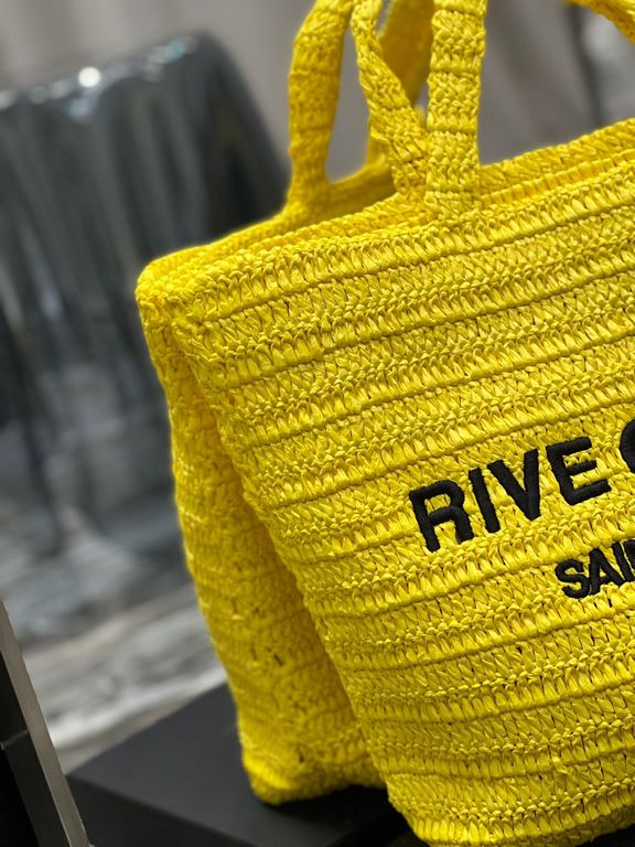 [In stock in seconds     RIVE GAUCHE Raffia woven tote! Full of art ~ Raffia weave is very solid, super texture  Everyday with the private wear can not go wrong with the item Natural style design as if it can breathe  If