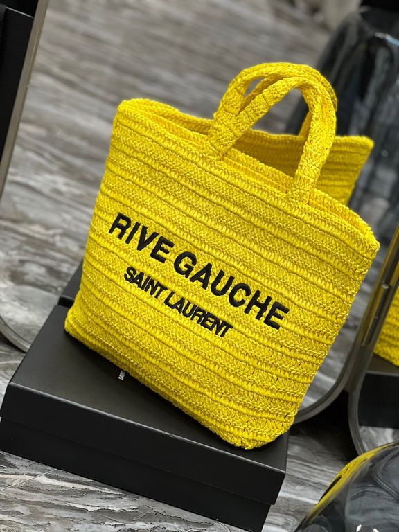 [In stock in seconds     RIVE GAUCHE Raffia woven tote! Full of art ~ Raffia weave is very solid, super texture  Everyday with the private wear can not go wrong with the item Natural style design as if it can breathe  If