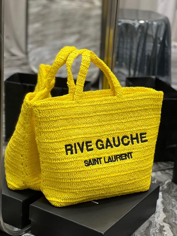 [In stock in seconds     RIVE GAUCHE Raffia woven tote! Full of art ~ Raffia weave is very solid, super texture  Everyday with the private wear can not go wrong with the item Natural style design as if it can breathe  If