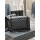 [In stock in seconds]#Envelope #Black with black buckleLarge grained embossed quilted leather envelope bagClassic is timeless, the beauty of the sky V grain quilted diamond caviar pattern, Italian cowhide with eye-catchi