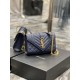 [In-stock in seconds]#Envelope #Blue with gold buckle_Small grained embossed quilted leather envelope bagClassic is timeless, the beauty of the V grain quilted diamond caviar pattern, very wear-resistant, Italian cowhide