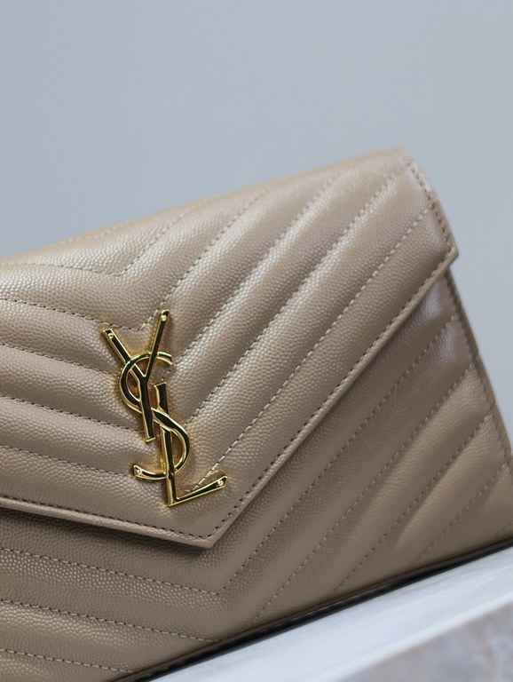 Nude Pink Gold Buckle Caviar_MONOGRAM_Envelope Bag. Super practical a small bag, the most classic style, upgrade the most advanced version, 100% Italian calf leather with fine handmade; customized metal Y family logo hig