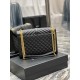 [In stock in seconds]#Envelope# Black with gold buckleLarge grained embossed quilted leather envelope bagClassic is timeless, the beauty of the sky V grain quilted diamond caviar pattern, Italian cowhide with eye-catchin