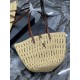 [In stock in seconds]  straw woven bag fast fallVegetable basket hollowed out straw tote bag_Y home exquisite Parisian style in this black straw woven tote bag in the best. logo directly using the L letter hooked in the 