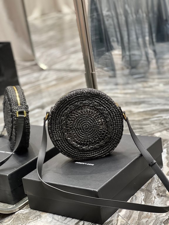 [In stock in seconds]  straw woven bag fast fallRound cake woven bag to la ~Full of artistic atmosphere , Raffia grass weaving is very solid, super texture, French lazy wind, daily with private clothes will not go wrong 