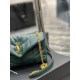 [In stock in secondsDark Green with Gold Buckles-              The whole bag is made of soft Italian lambskin with Y's diagonal stripe quilting craftsmanship, featuring a softly textured front flap pocket with a detachab