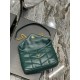 [In stock in secondsDark Green with Gold Buckles-              The whole bag is made of soft Italian lambskin with Y's diagonal stripe quilting craftsmanship, featuring a softly textured front flap pocket with a detachab