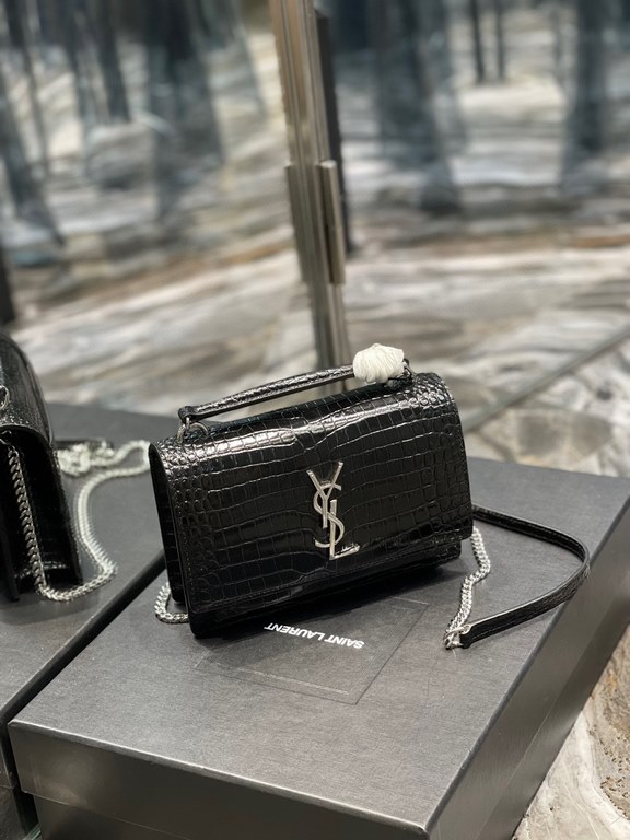 [In stock in seconds]#          #Black Silver Buckle Crocodile_Coming! Coming! The new Sunset Bag Crocodile Print version it's here! Continuing the classic SUNSET flap shape silhouette, a series of small changes to the d